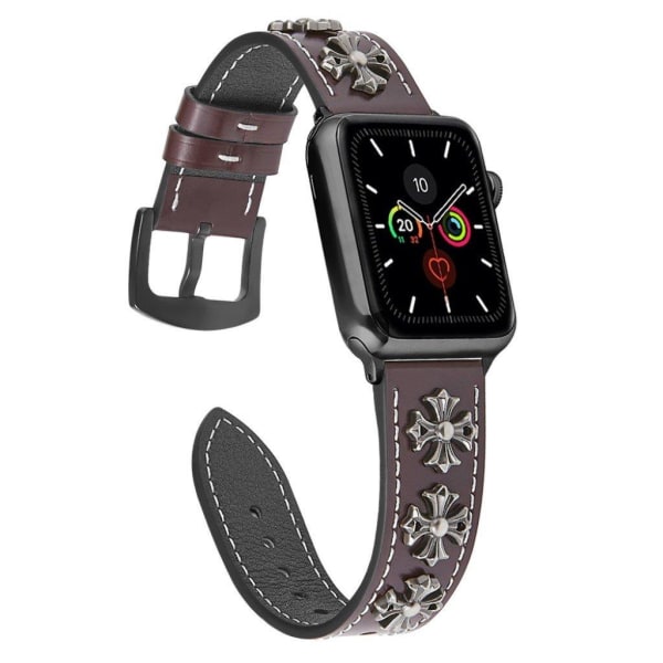 Apple Watch Series 5 / 4 40mm aito viileä nahkainen ranneke - Viininpunainen Red