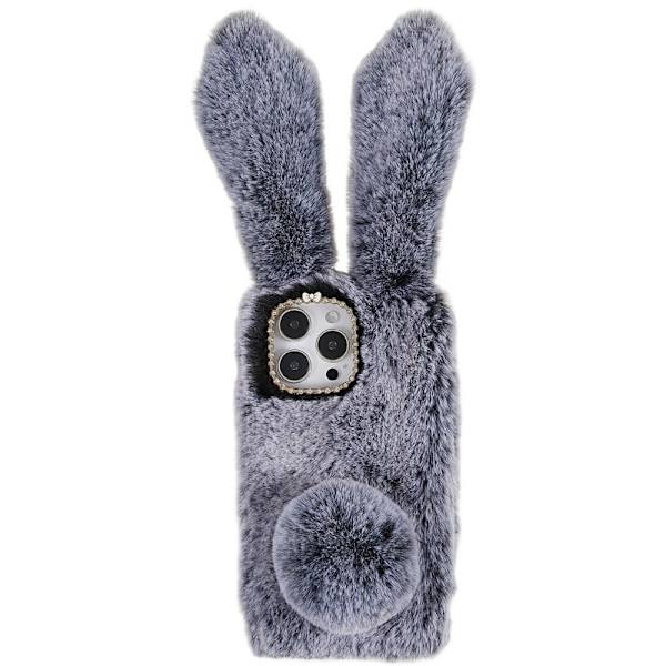 Fluffy Rabbit iPhone 14 Pro Cover - Sølv/Grå Silver grey