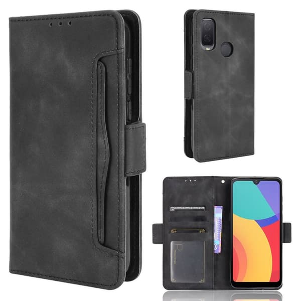 Modern-styled Lær Lommebok Etui til Alcatel 1l (2021) - Svart Black