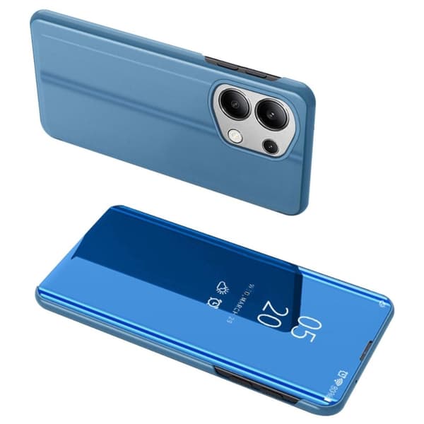 Xiaomi Redmi Note 13 5G  4G Fodral View Window Elektroplätering Läder Telefonfodral Stativ - Blå Blå
