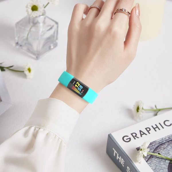 Fitbit Charge 5 enkelt TPU-klockarmband med 8-format spänne - Cyan Grön