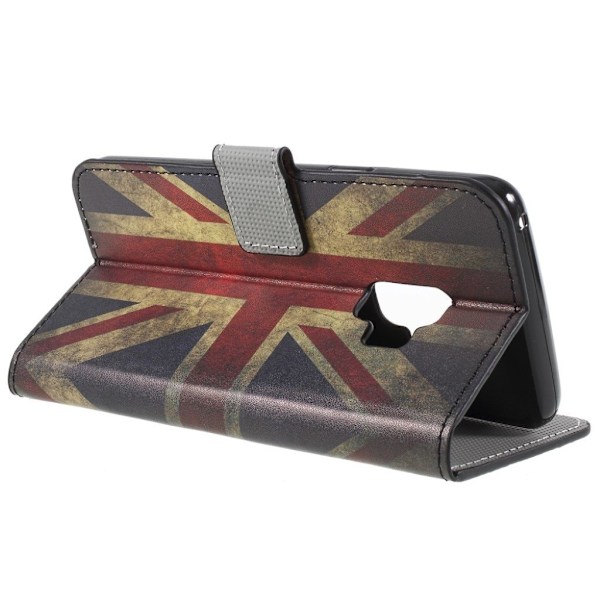 Samsung Galaxy S9 mønstret grynet PU læder flip etui - Britisk Flag Multicolor
