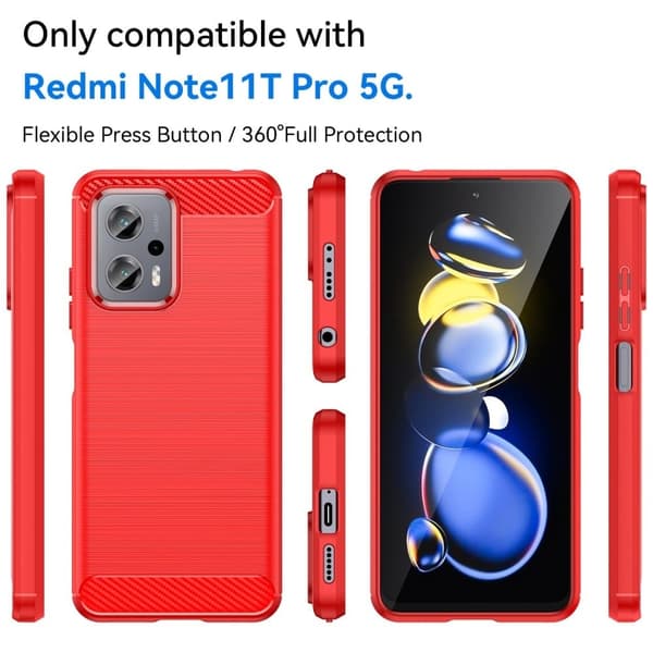 Carbon Flex Xiaomi Poco X4 GT / Xiaomi Redmi Note 11T Pro Plus / Xiaomi Redmi Note 11T Pro skal - Röd Röd
