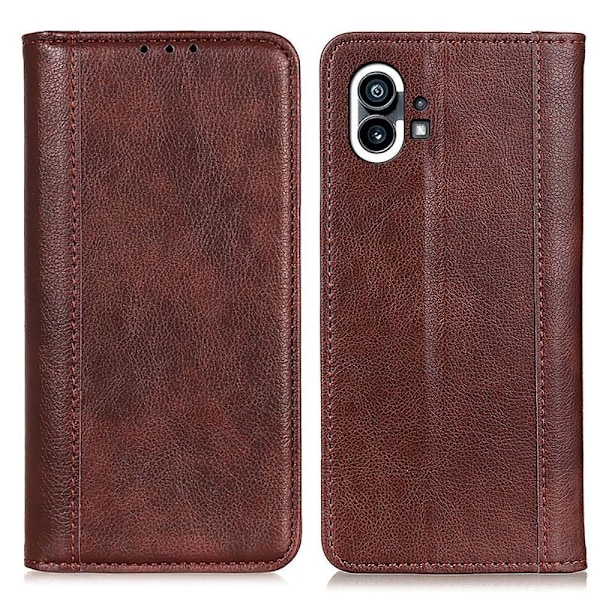 Aito nahkakotelo magneettisuljuksella Nothing Phone (1) - Ruskea Brown