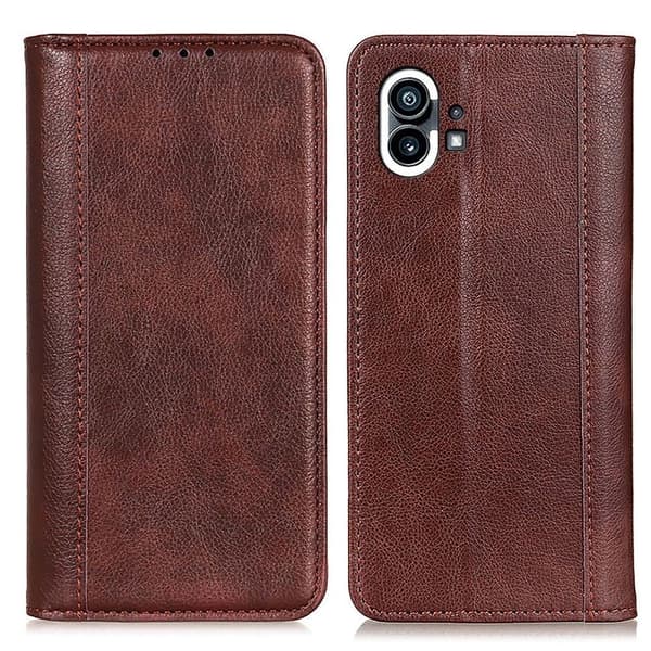 Ekte lærdeksel med magnetisk lukking for Nothing Phone (1) - Brun Brown