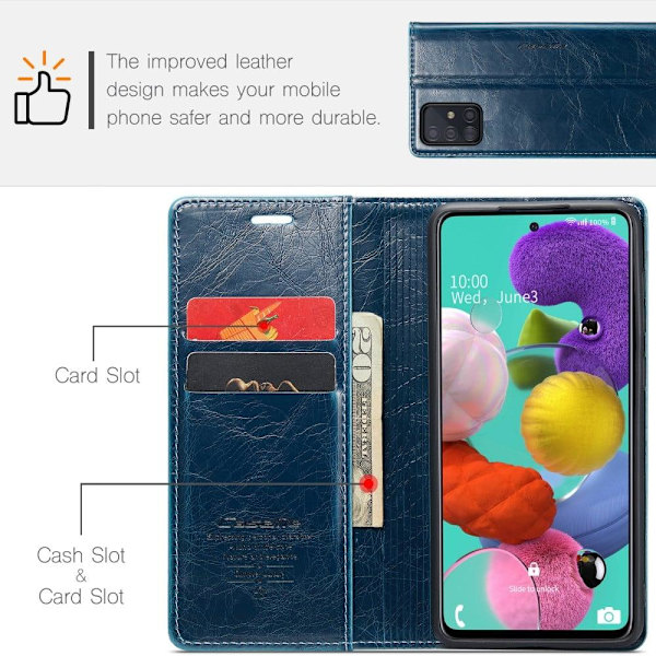 CaseMe lent Samsung Galaxy A51 fodral - Blå Blå