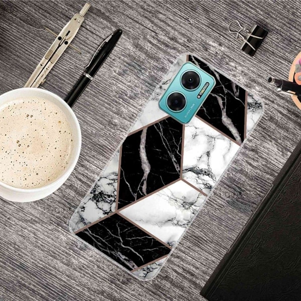 Marble design Xiaomi Redmi Note 11E cover - Grå / Sort / Hvid Black