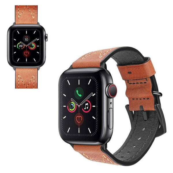 M-formet urrem i ægte læder til Apple Watch Series 5 / 4 44mm - Lysebrun Brown