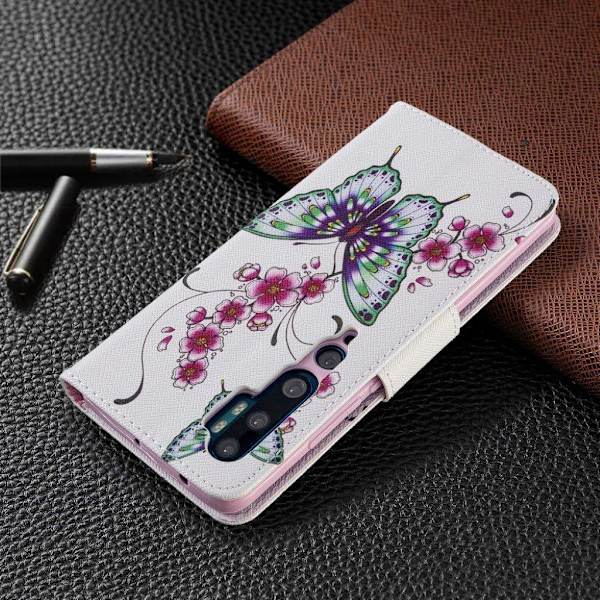 Wonderland Xiaomi Mi CC9 Pro / Mi Note 10 / Mi Note 10 Pro flip case - Butterfly og blomster Multicolor