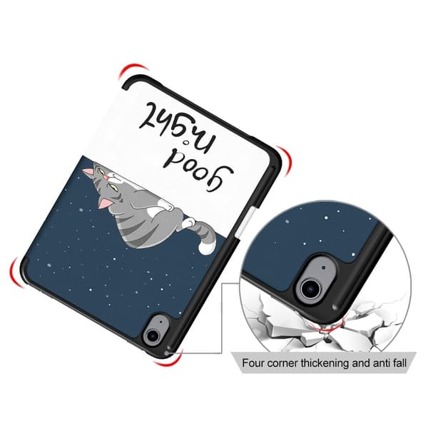iPad Mini 6 (2021) trefaldigt PU-flipfodral i läder - Katt multifärg