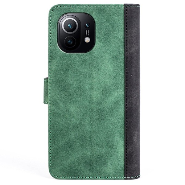 Tvåfärgat Xiaomi Mi 11 fodral i läder - Grön Grön