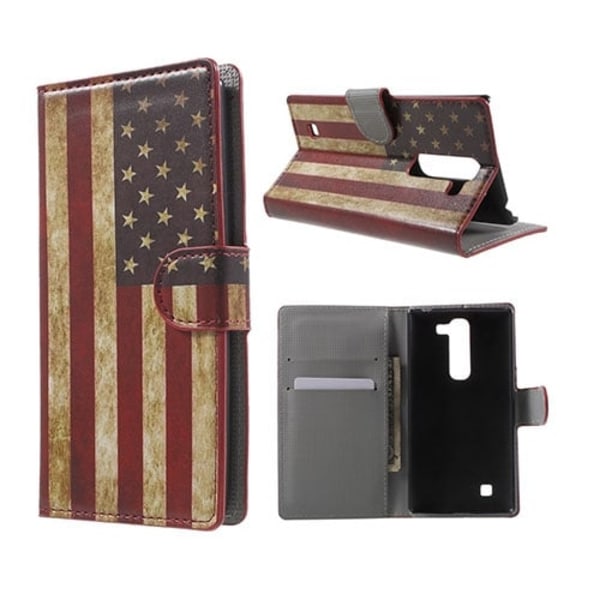 Moberg LG G4c Nahkakotelo Korttitaskuilla - Vanhanaikainen Amerikan Lippu Multicolor