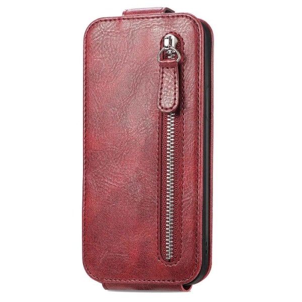 Vertical Flip Phone Suojakotelo With Zipper For Sony Xperia 1 IV - Punainen Red