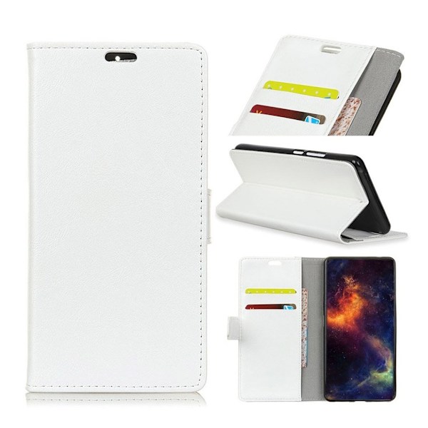 HTC Desire 12 mobilfodral PU läder skyddande sedelförvaring kortförvaring stående position - Vit Vit