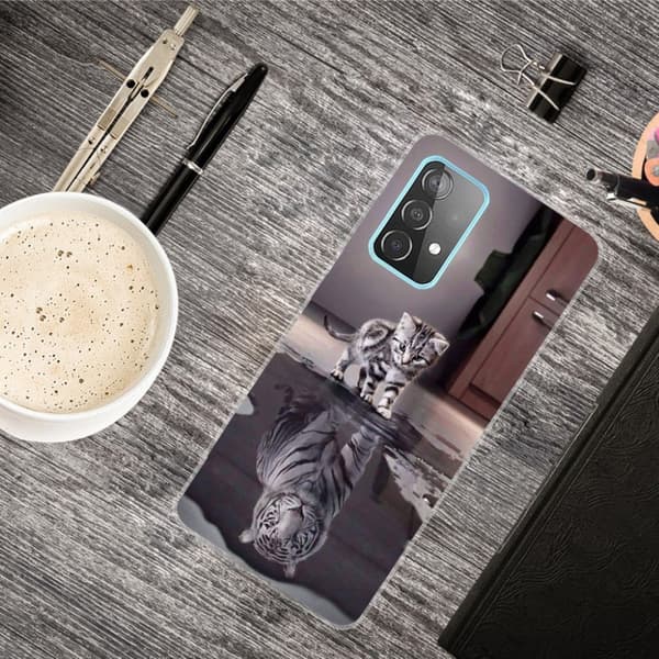 Deco Samsung Galaxy A72 5G Etui - Katt og Tiger Multicolor