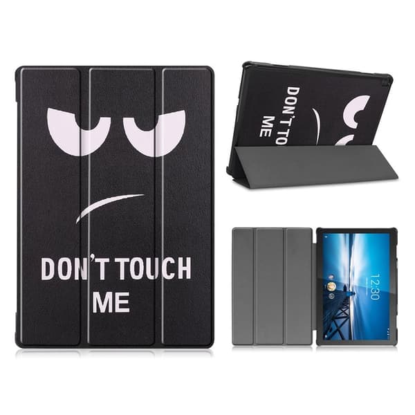 Lenovo Tab M10 FHD REL cool pattern læder flip case - Vredt Ansigt Black