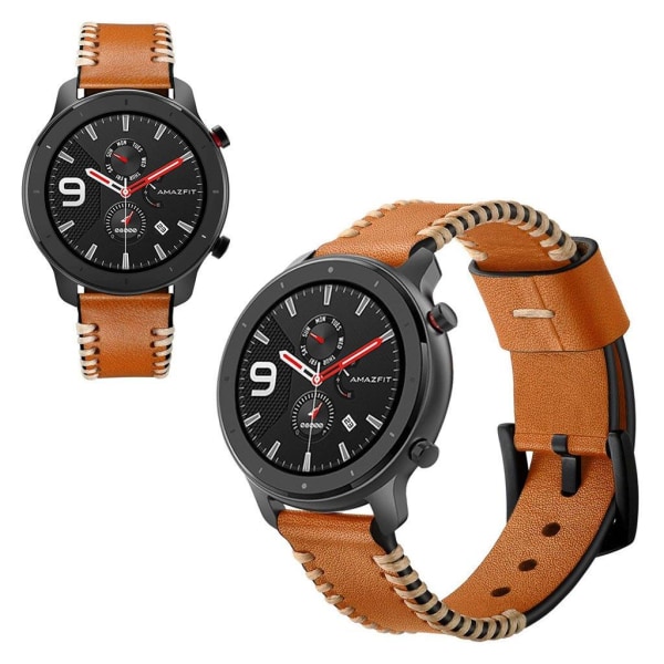 Amazfit GTR 42mm ægte læder Urrem - Brun Brown