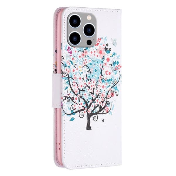 Wonderland iPhone 15 Pro Max flip etui - Blomstertræ Pink