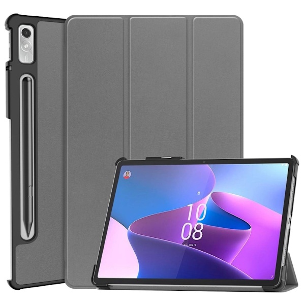 Tri-fold läderfodral för Lenovo Tab P11 Pro (2:a generationen) - Grå Silvergrå