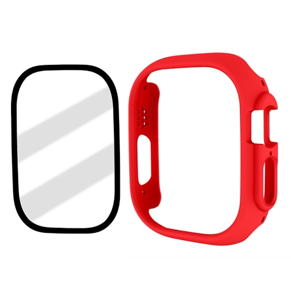 Apple Watch Ultra suojakuori karkaistulla lasisuojalla - Punainen Red