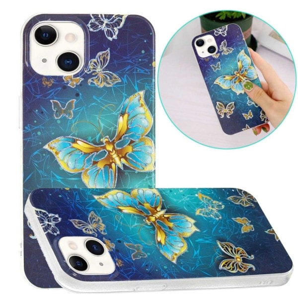 Marble iPhone 14 Suojakotelo - Butterflies Blue