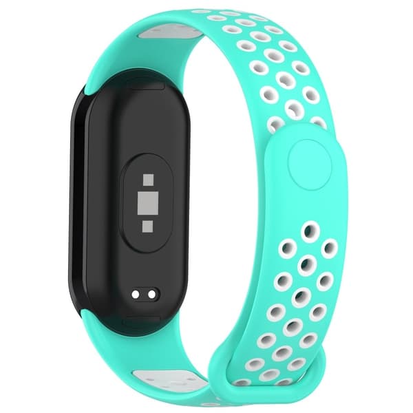 Xiaomi Smart Band 8 tofarget silikonrem - Cyan / Hvit Green
