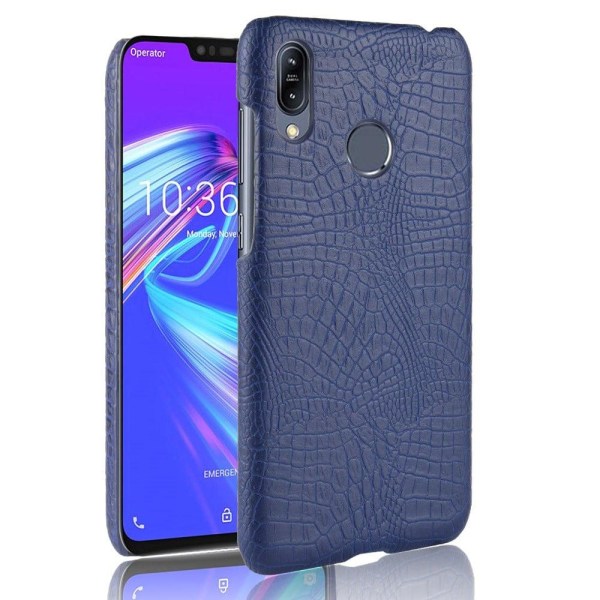 Asus ZenFone Max (M2) krokotiili pintainen nahkainen suojakotelo - Sininen Blue