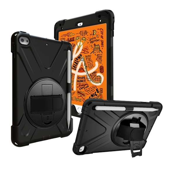 iPad Mini (2019) X-Shape 360 asteen kotelo - Musta Black