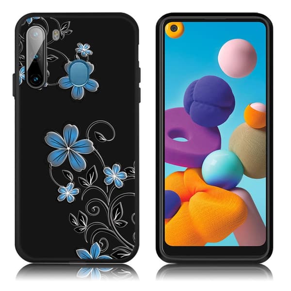 Imagine Samsung Galaxy A21 deksel - Blå blomster Blue