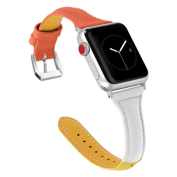 Apple Watch Series 4 40mm Tre-Farvet ægte læder Urrem - Orange / Multicolor