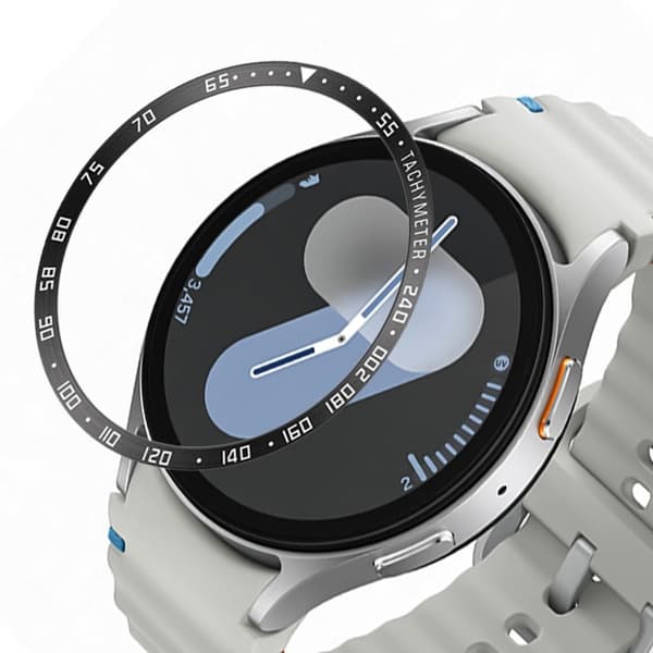 Samsung Galaxy Watch7 40mm Watch Bezel Ring Metal Dial Bezel Adhesive Frame Ring Cover - Style C / Sort Black