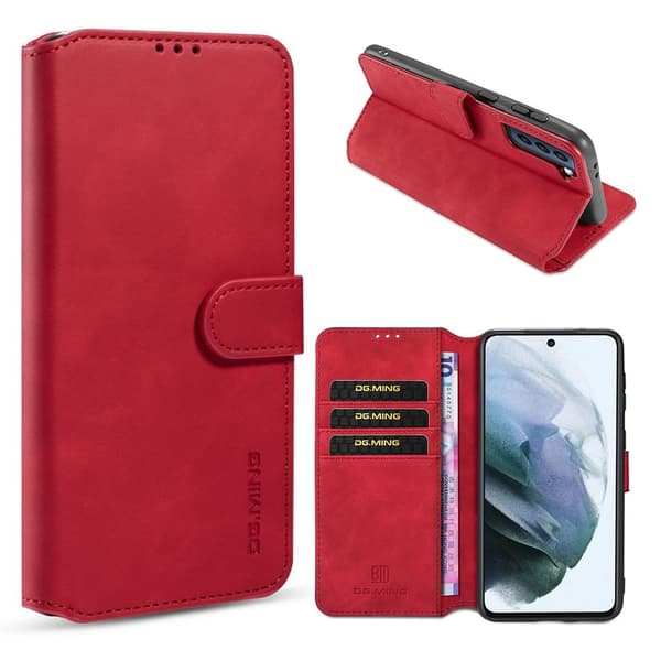 DG.Ming Samsung Galaxy S21 FE Retro kotelo - punainen Red
