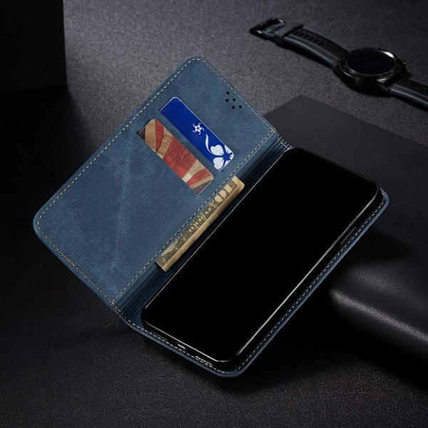 Jeans iPhone 12 Pro / iPhone 12 flip etui - Blå Blue