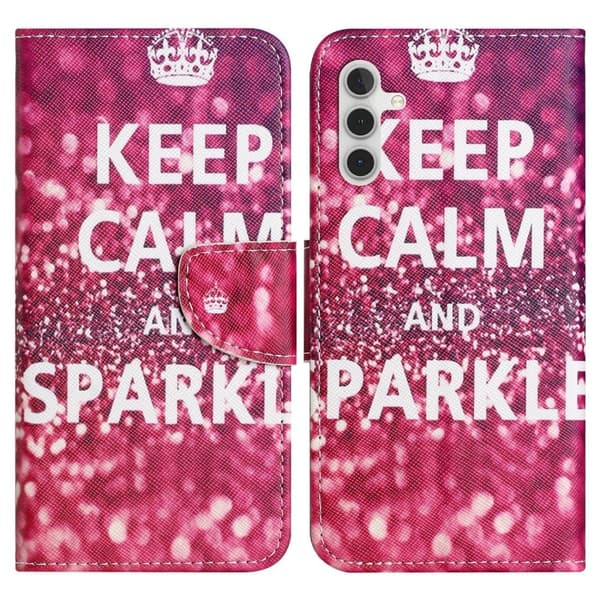 Wonderland Samsung Galaxy A54 Flip Etui - Keep Calm og Sparkle Pink