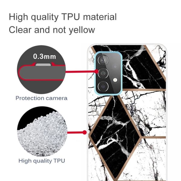 Marble Samsung Galaxy A72 5G Etui - Black and White Diamond Multicolor