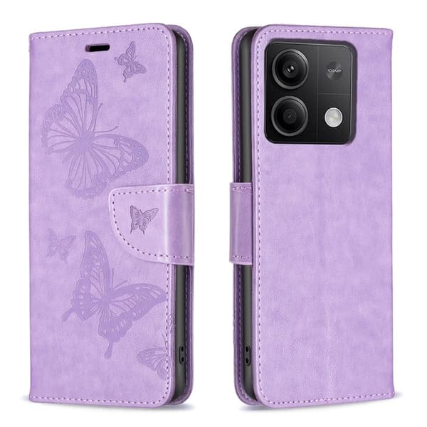 Butterfly Xiaomi Redmi Note 13 4G nahkakotelo - Violetti Purple