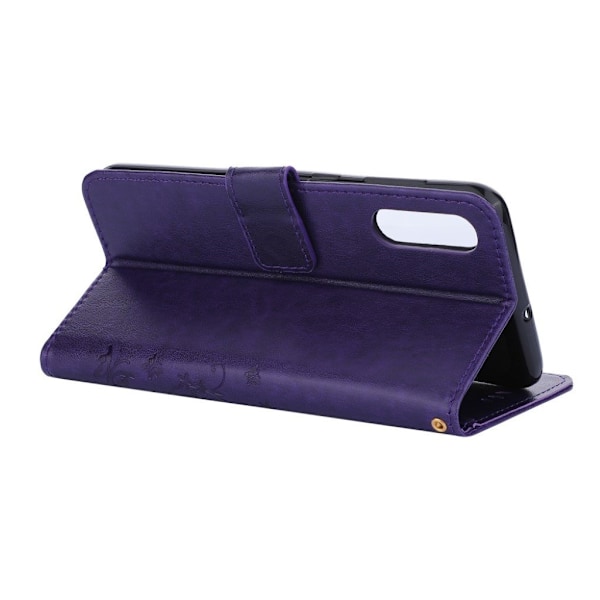 Butterfly Samsung Galaxy A50 nahkakotelo - Tumma Violetti Purple