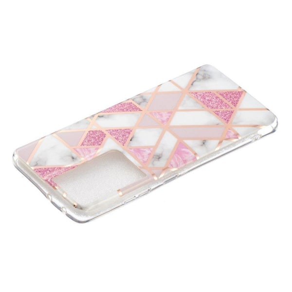 Marble design Samsung Galaxy S21 Ultra 5G kotelot - Valkoinen / Pinkki Pink