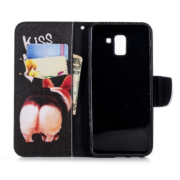 Samsung Galaxy J6 (2018) mobilfodral PU läder TPU plånbok stående mönster - Kiss my ass multifärg