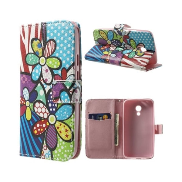 Moberg (Färgglada Blommor) Motorola Moto G2 Läder Flip Fodral multifärg