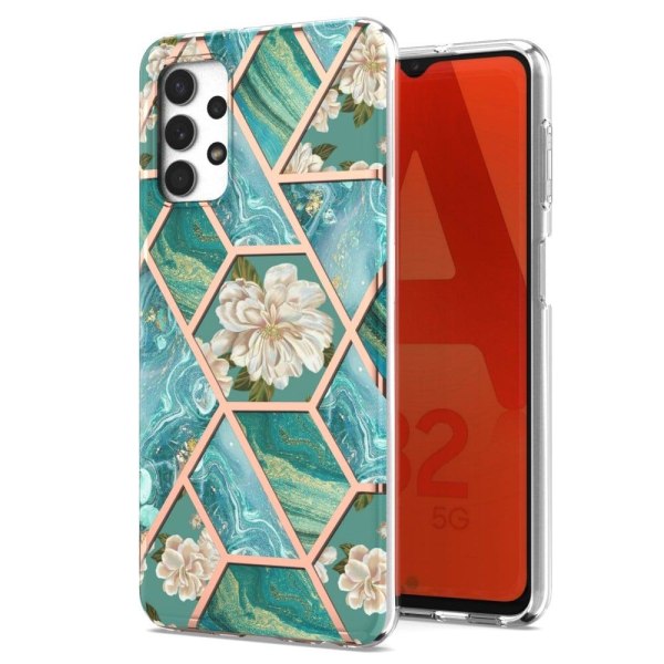 Marble design Samsung Galaxy A13 4G cover - Blå Blomster Blue