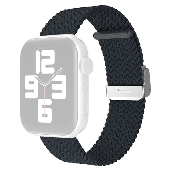 Apple Watch (45mm) simple nylon watch strap - Black Grey Silvergrå