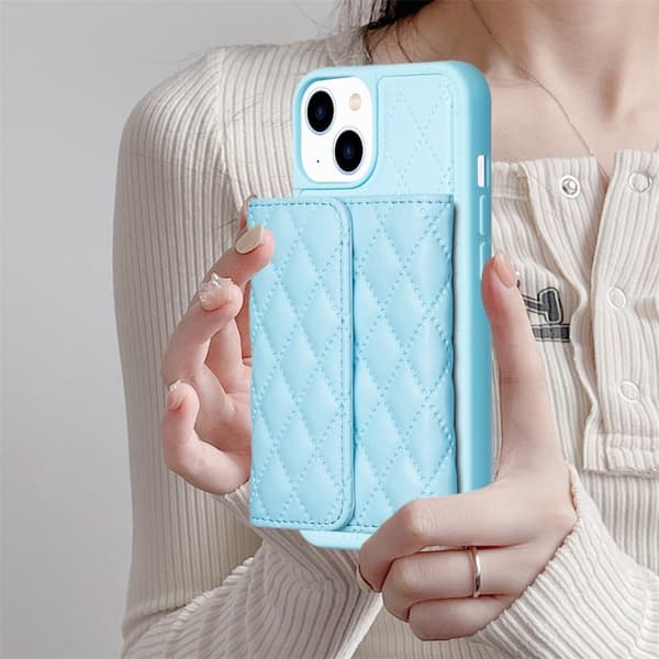 Stilig og allsidig rombe lommebokdeksel for iPhone 14 / iPhone 13 Blue