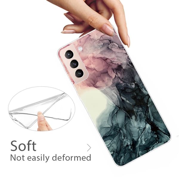 Marble Samsung Galaxy S22 Plus Etui - Pale Pink og Grønn Klinkekule Multicolor