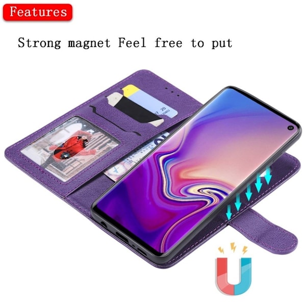 Samsung Galaxy S10 aftageligt læder flip etui - Lilla Purple