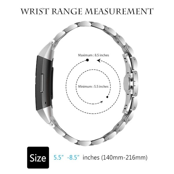 Fitbit Charge 4 / 3 klokkerem i rustfritt stål - Sølv / Rose Gull Silver grey
