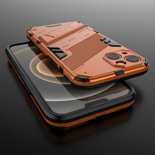 Kickstand Hybrid Dual Layer Hard Bumpresistent Soft Flexible stødsikkert Protective Case iPhone 13 6,1 tommer - Orange Orange