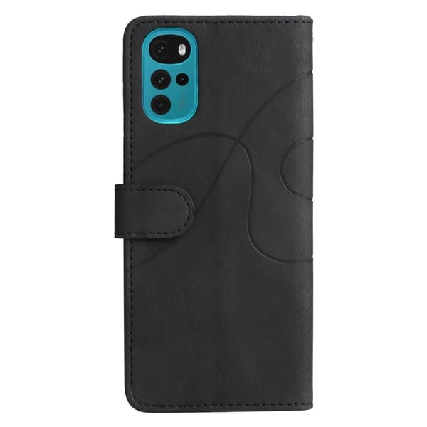 Tekstureret Læder Etui med Strop TilMotorola Moto G22 - Sort Black