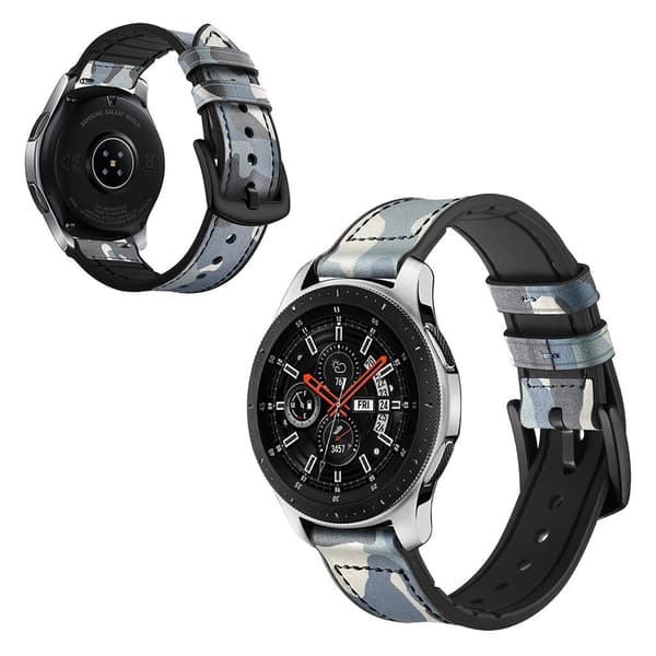 Samsung Galaxy Watch (46mm) læder Læder Urrem - Camouflage Blue Blue