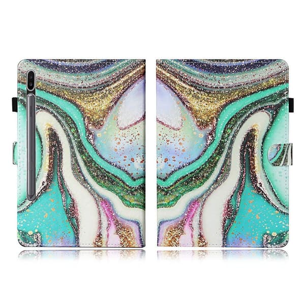 Samsung Galaxy Tab S7 trykning læder flip etui - Shiny pulver Multicolor